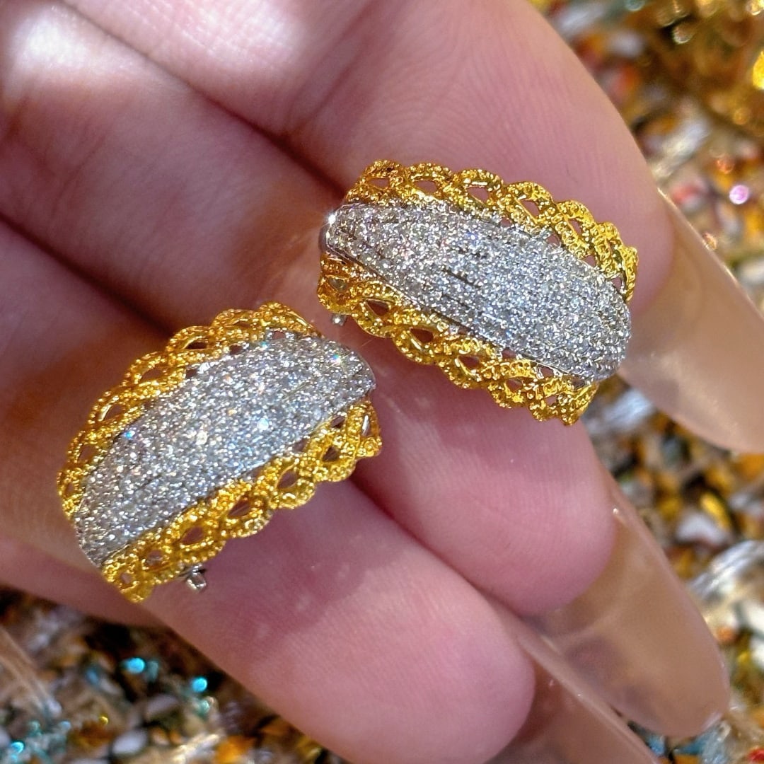 14k Gold 0.65 Ct Natural H Diamond Earrings - 2
