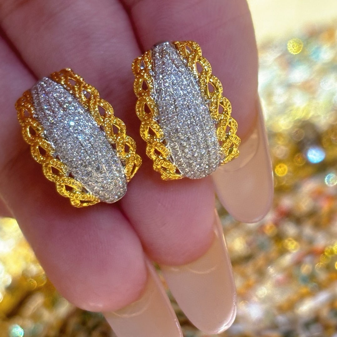 14k Gold 0.65 Ct Natural H Diamond Earrings - 4