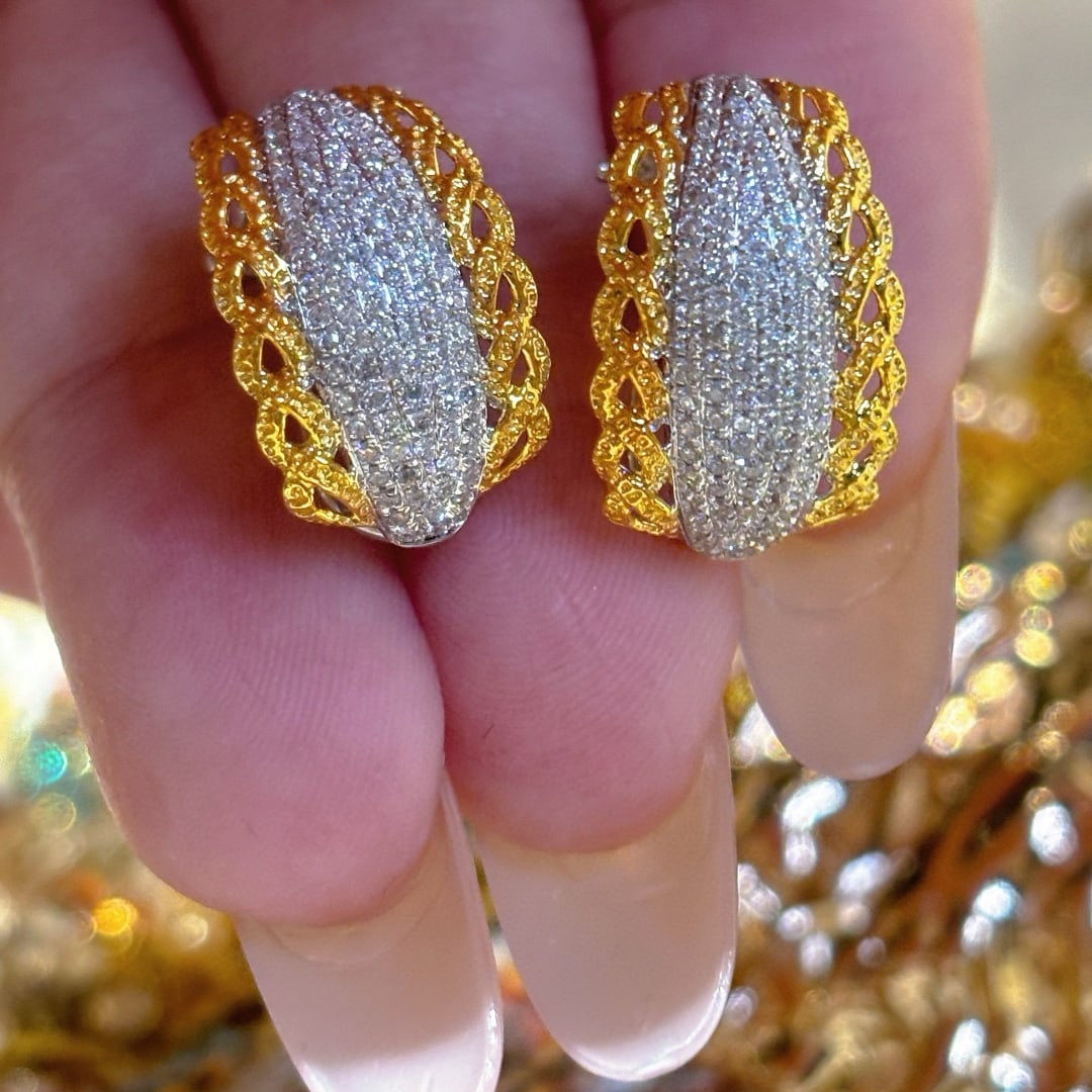 14k Gold 0.65 Ct Natural H Diamond Earrings - 5