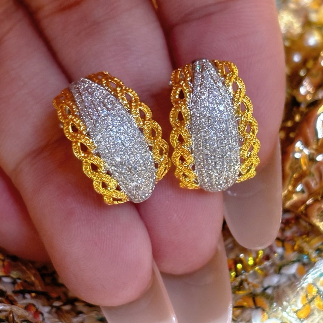 14k Gold 0.65 Ct Natural H Diamond Earrings - 6