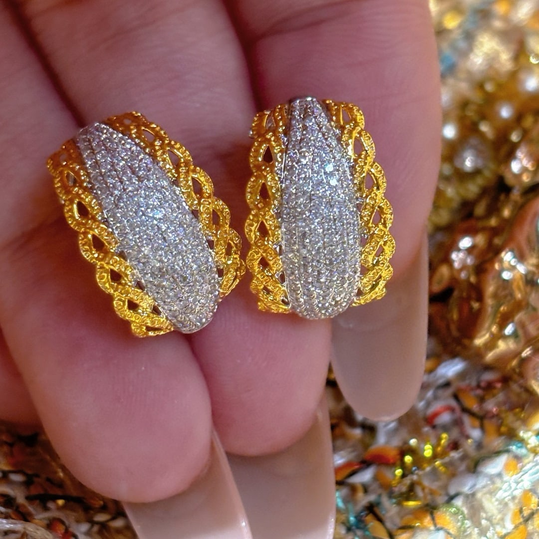 14k Gold 0.65 Ct Natural H Diamond Earrings - 7