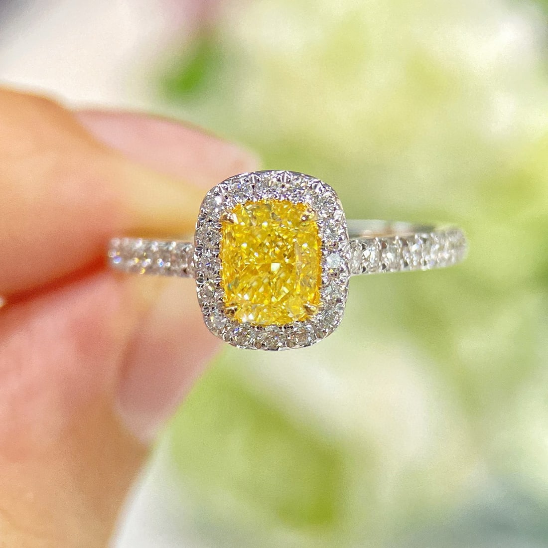 Gia Certified 14k Gold 1 Ct Natural Yellow Diamond & Diamond Ring - 3