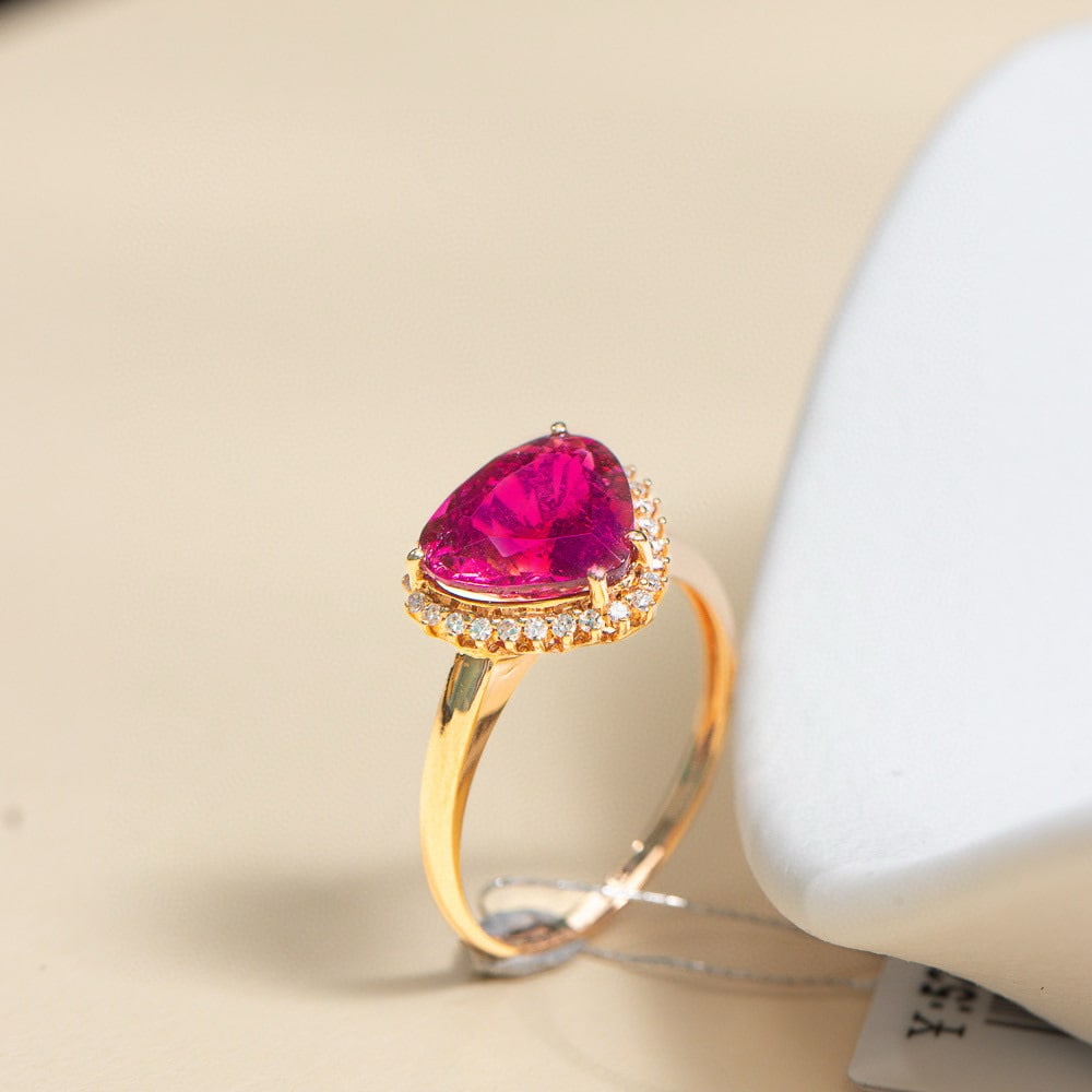 14k Gold 2.83 Ctw Natural Tourmaline & Diamond Ring - 2