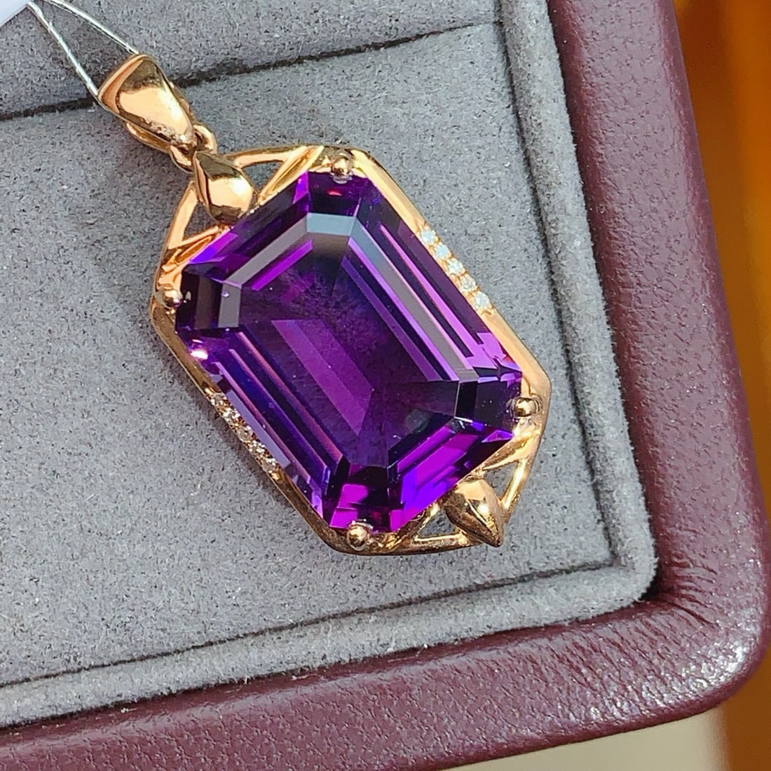 14k Gold 13.25 Ctw Natural Amethyst & Diamond Jewelry Set - 3