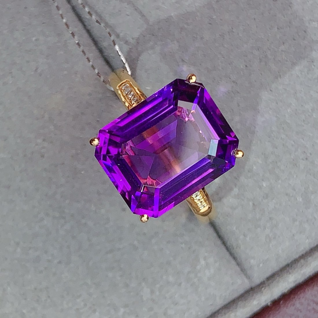 14k Gold 13.25 Ctw Natural Amethyst & Diamond Jewelry Set - 4