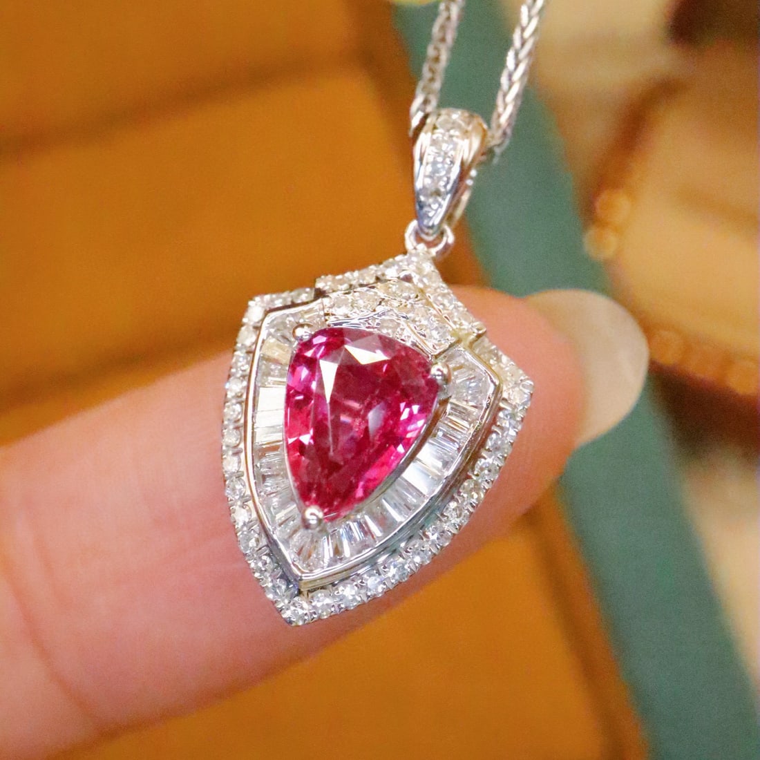 14k Gold 1.39 Ctw Natural Ruby & Diamond Pendant( Without Chain ) - 3