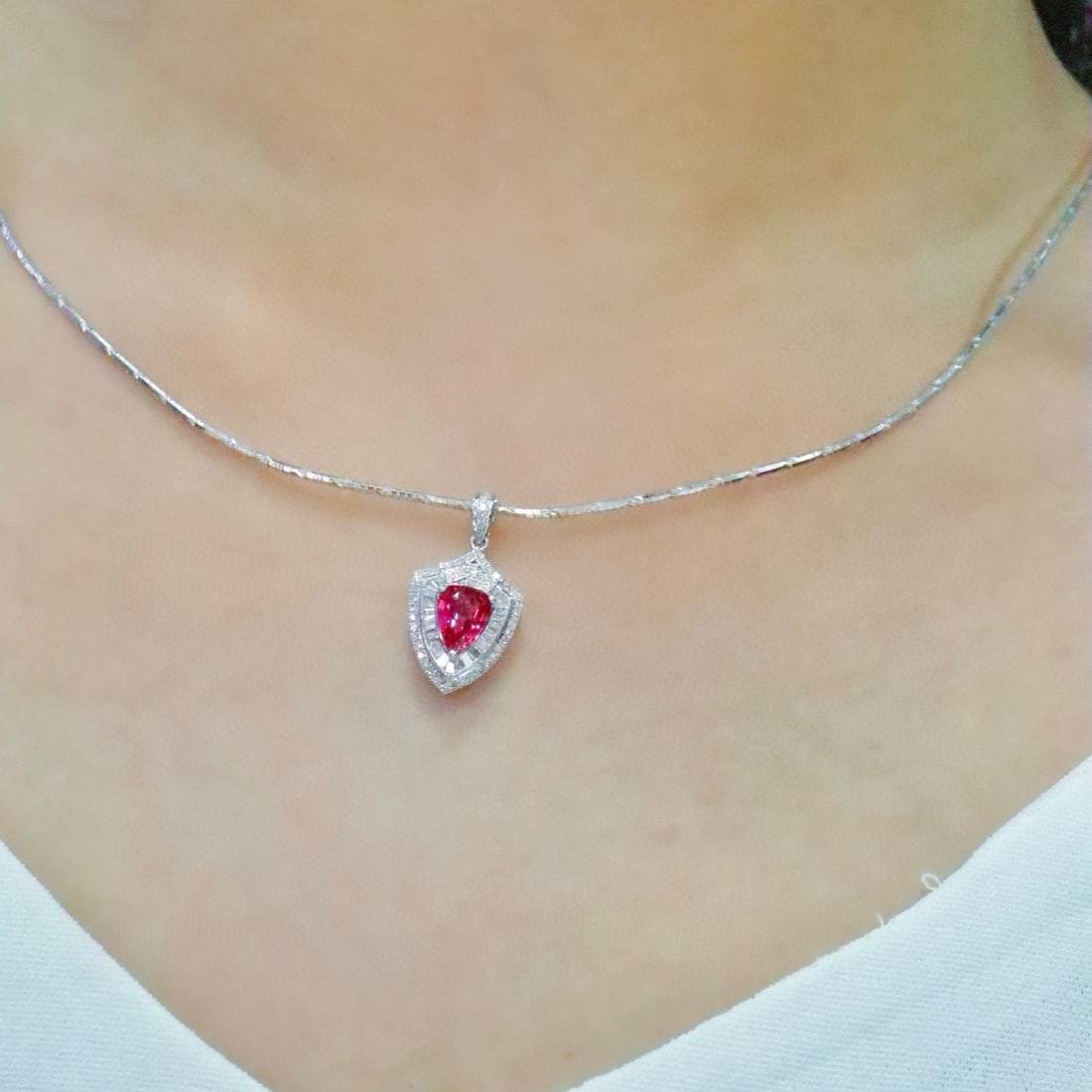 14k Gold 1.39 Ctw Natural Ruby & Diamond Pendant( Without Chain ) - 5