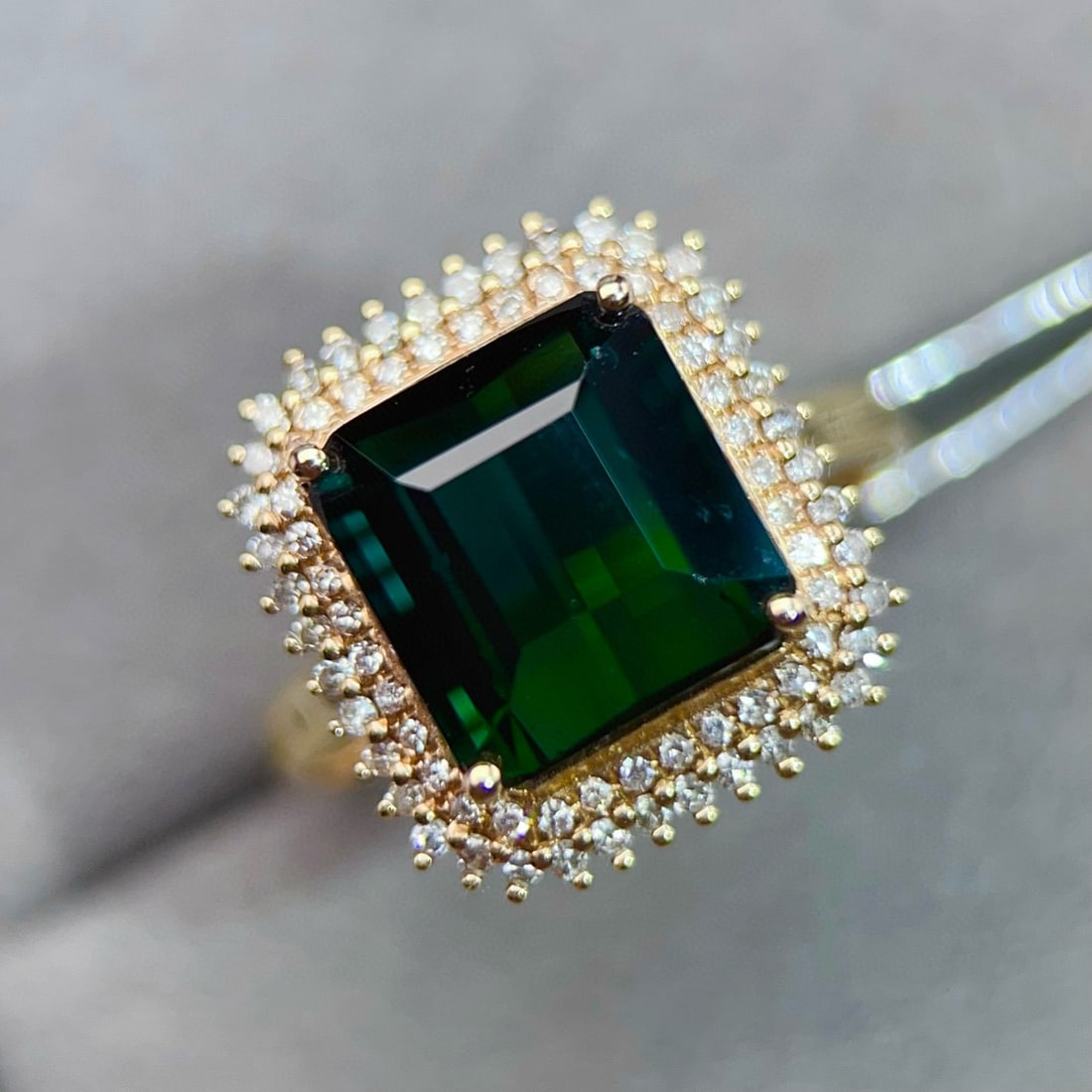 14k Gold 5.11 Ctw Natural Tourmaline & Diamond Ring - 3