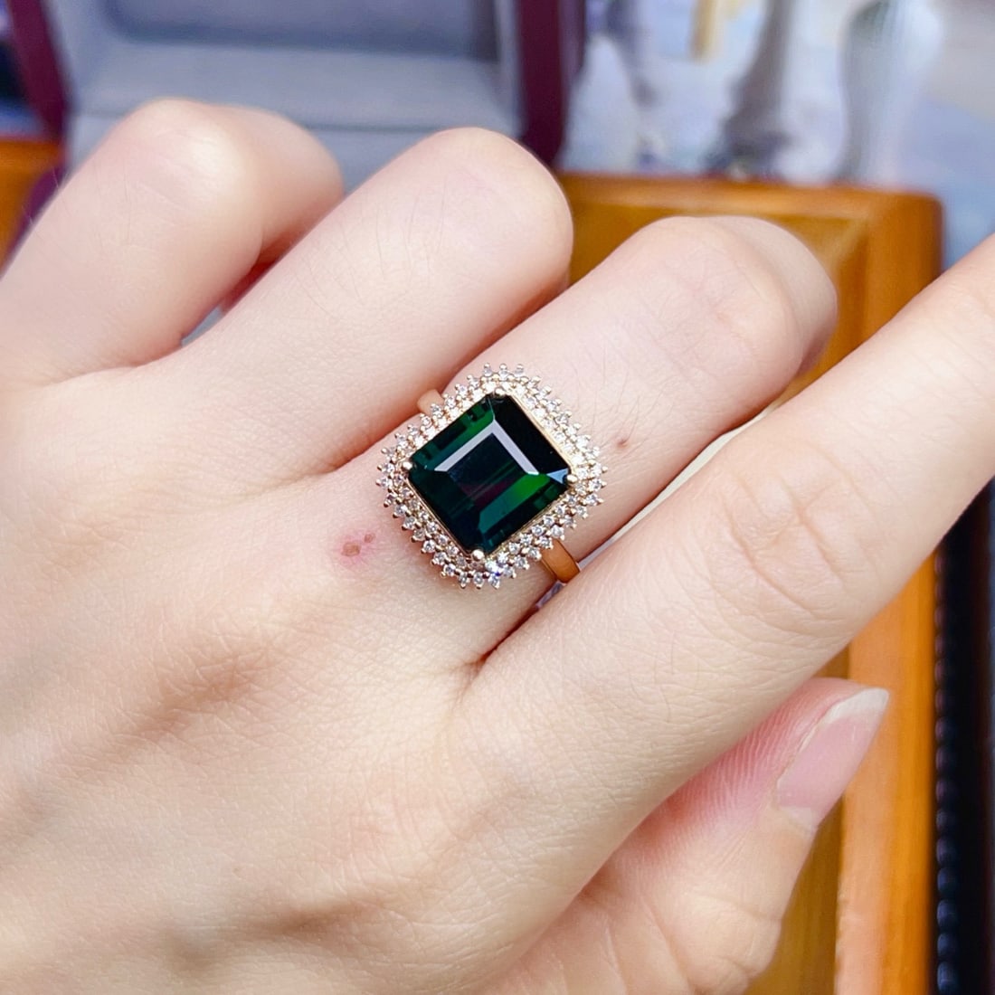 14k Gold 5.11 Ctw Natural Tourmaline & Diamond Ring - 6