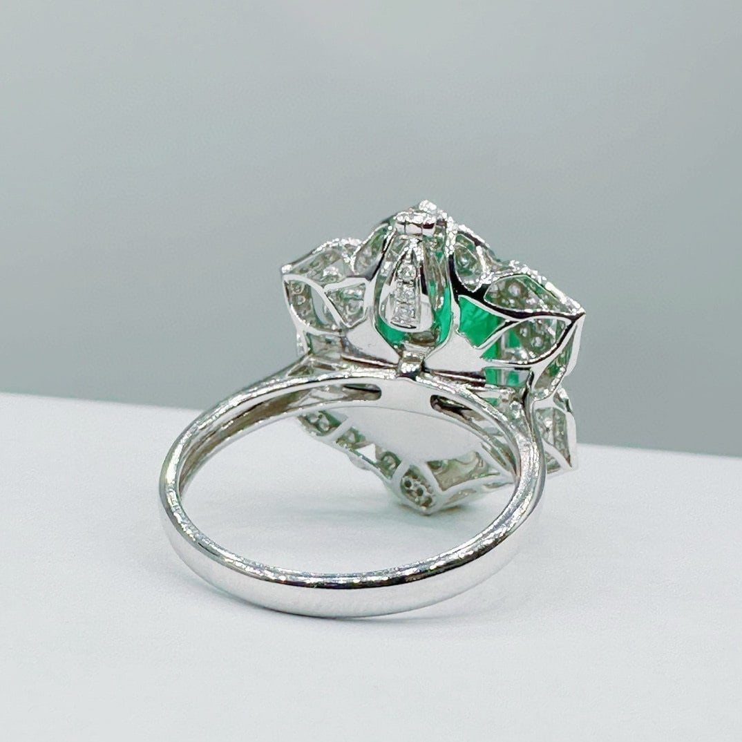 14k Gold 4.70 Ctw Vivid Green Natural Emerald & Diamond Ring/pendant( Without Chain ) - 4