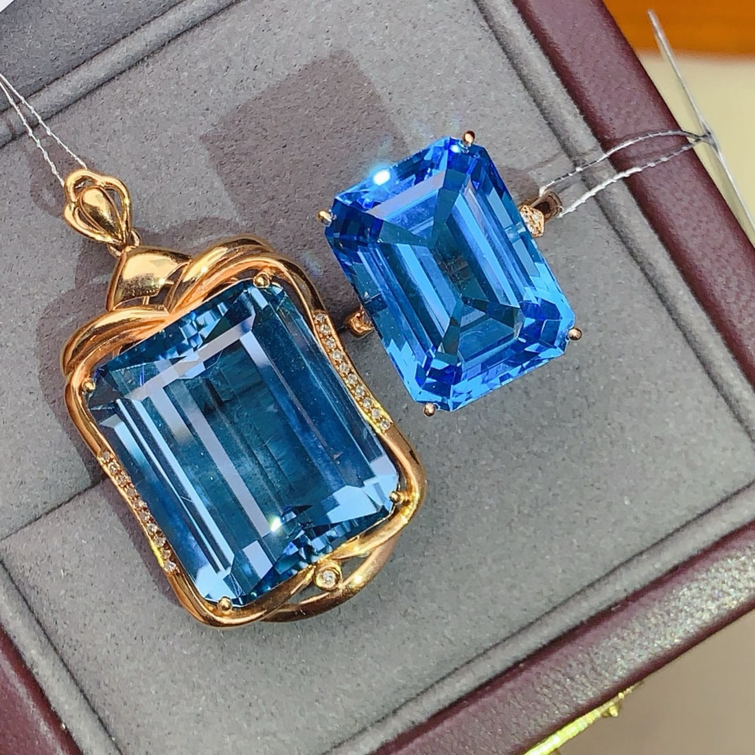 14k Gold 44.58 Ctw Natural Topaz & Diamond Jewelry Set - 5