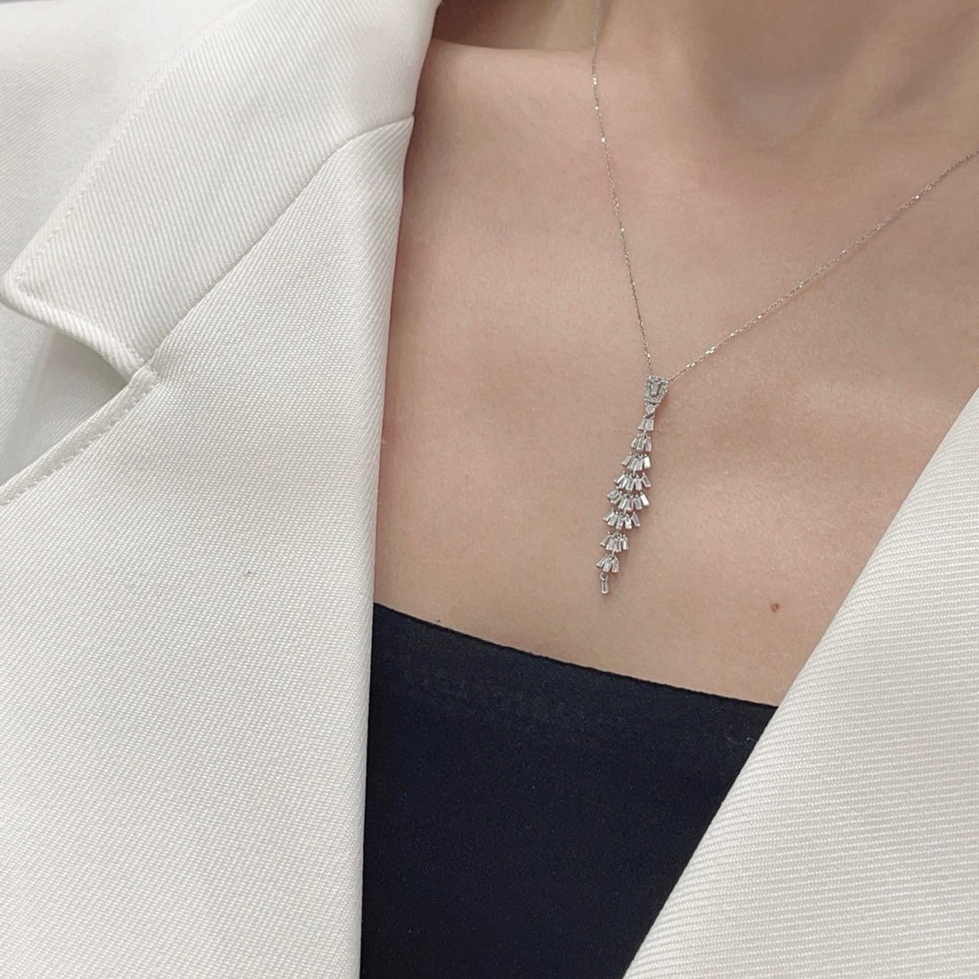 14k Gold 0.4 Ct Natural H Diamond Necklace - 7