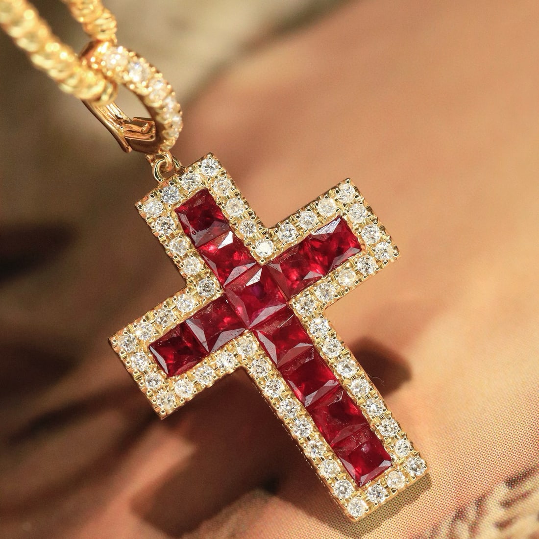 14k Gold 1.05 Ctw Natural Ruby & Diamond Pendant( Without Chain ) - 2