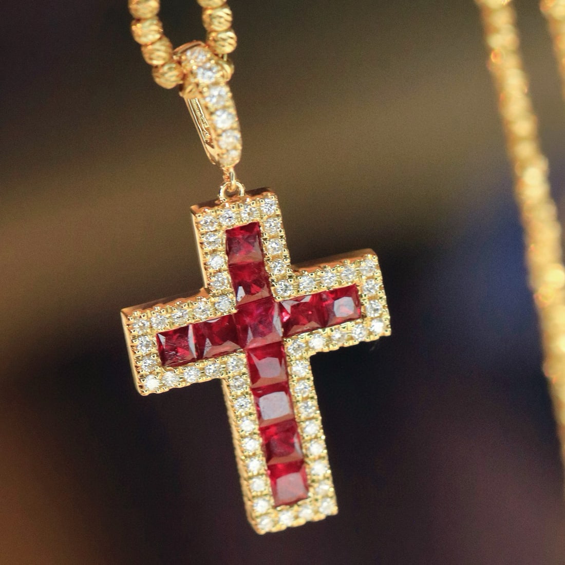14k Gold 1.05 Ctw Natural Ruby & Diamond Pendant( Without Chain ) - 6