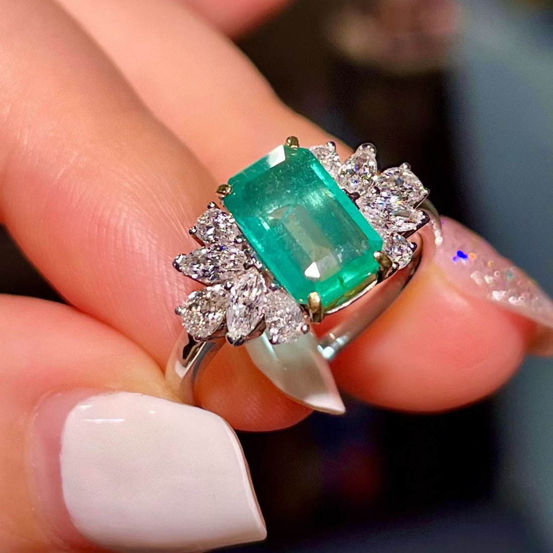 14k Gold 3.38 Ctw Natural Emerald & Diamond Ring - 3