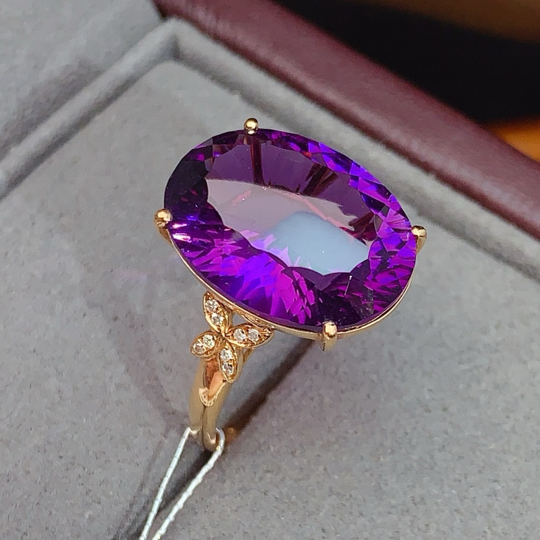 14k Gold 26.11 Ctw Natural Amethyst & Diamond Jewelry Set - 4