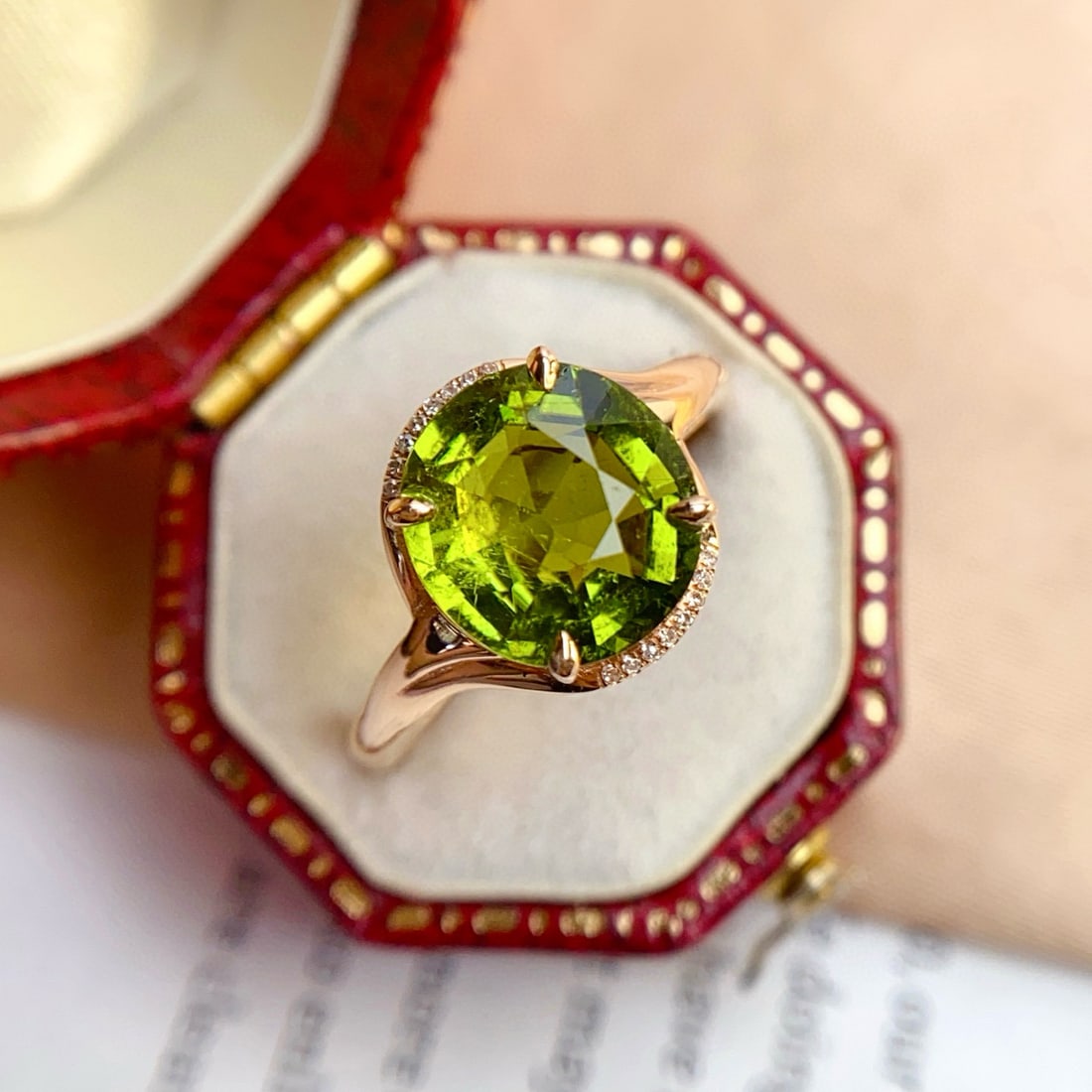 14k Gold 3.25 Ct Natural Tourmaline & Diamond Ring - 4