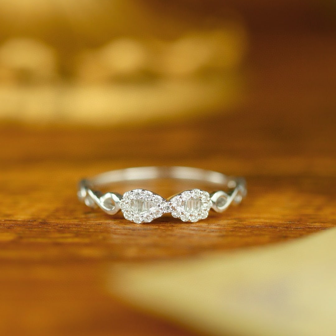 14k Gold 0.20 Ct Natural H Diamond Ring - 3