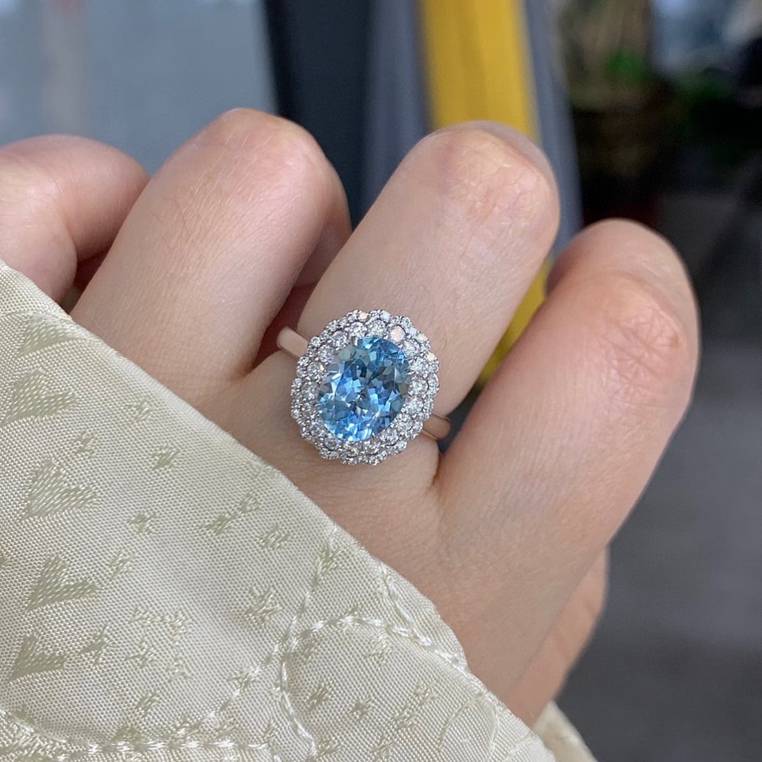 14k Gold 3.10 Ctw Natural Aquamarine & Diamond Ring/pendant( Without Chain ) - 6