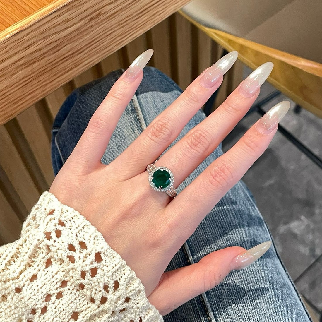 14k Gold 3.19 Ctw Vivid Green Natural Emerald & Diamond Ring - 3