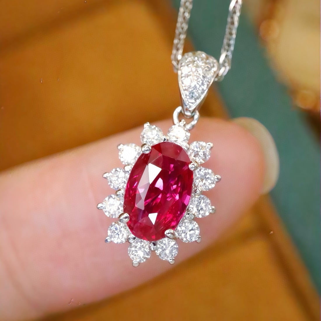 14k Gold 1.29 Ctw Natural Ruby & Diamond Pendant( Without Chain ) - 3