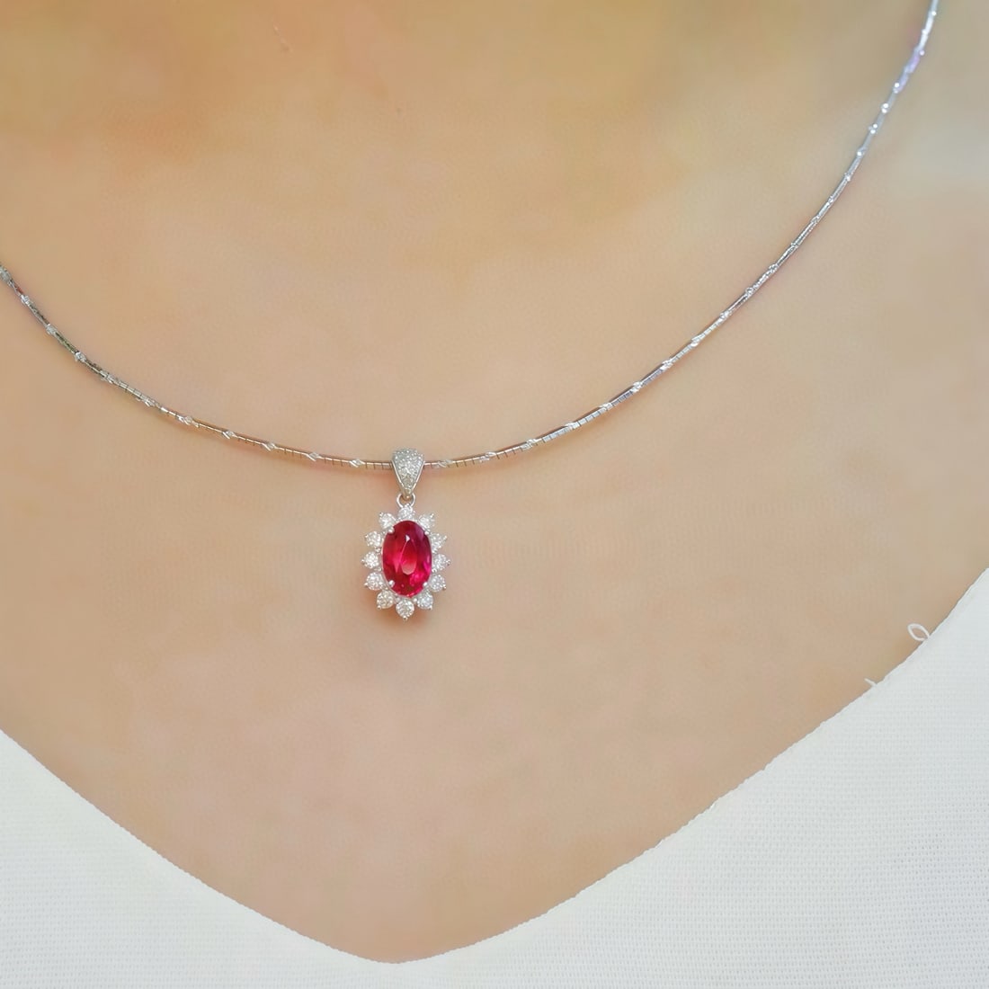 14k Gold 1.29 Ctw Natural Ruby & Diamond Pendant( Without Chain ) - 5