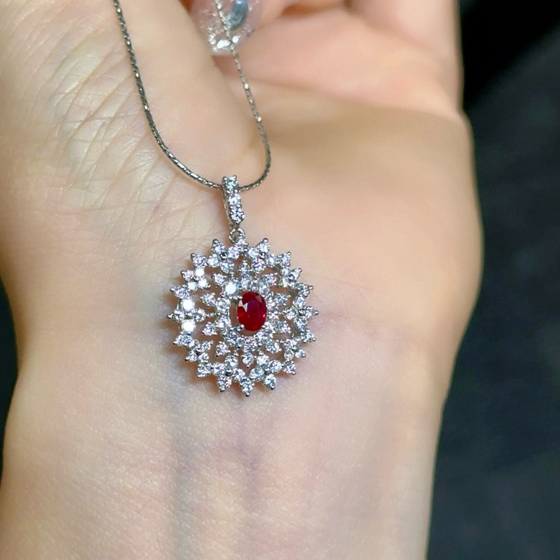 14k Gold 1.32 Ctw Natural Ruby & Diamond Necklace - 2