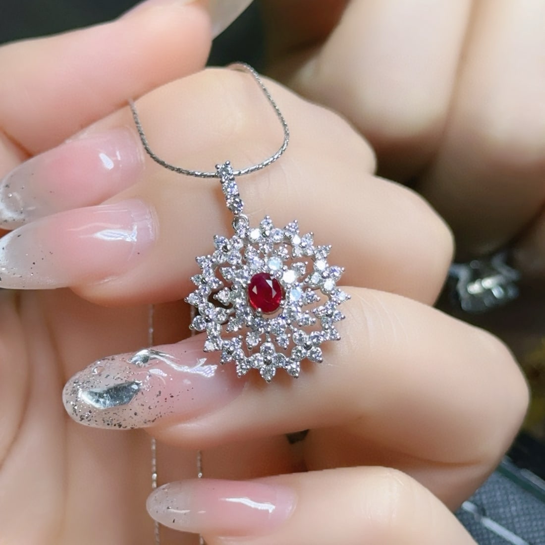 14k Gold 1.32 Ctw Natural Ruby & Diamond Necklace - 3