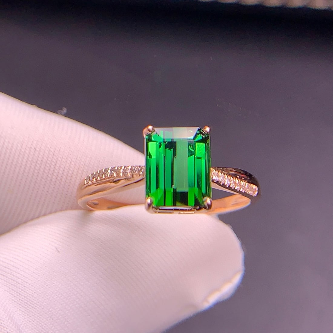 14k Gold 2.07 Ct Natural Tourmaline & Diamond Ring - 2