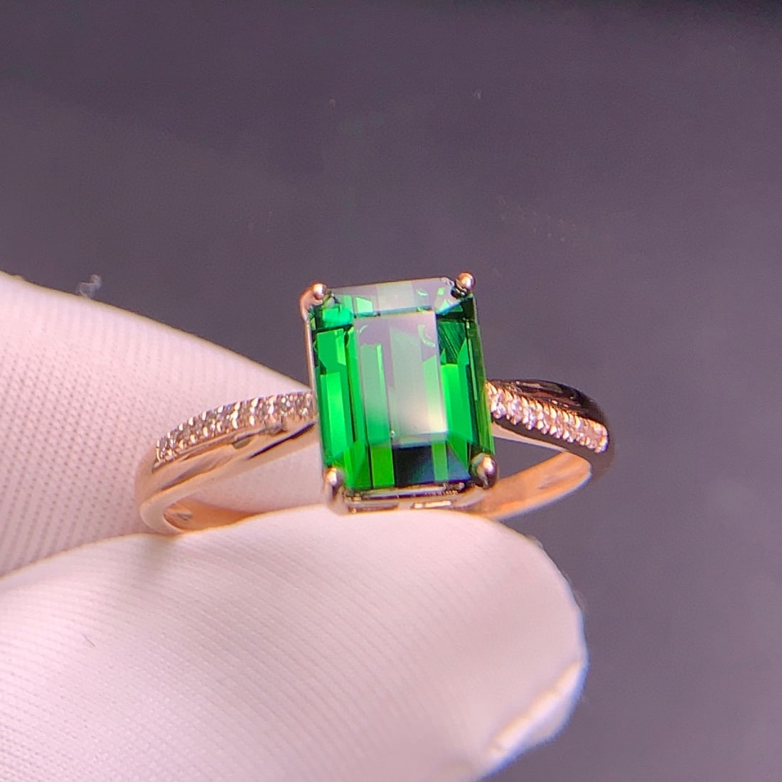 14k Gold 2.07 Ct Natural Tourmaline & Diamond Ring - 3