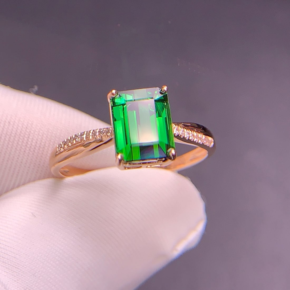 14k Gold 2.07 Ct Natural Tourmaline & Diamond Ring - 4