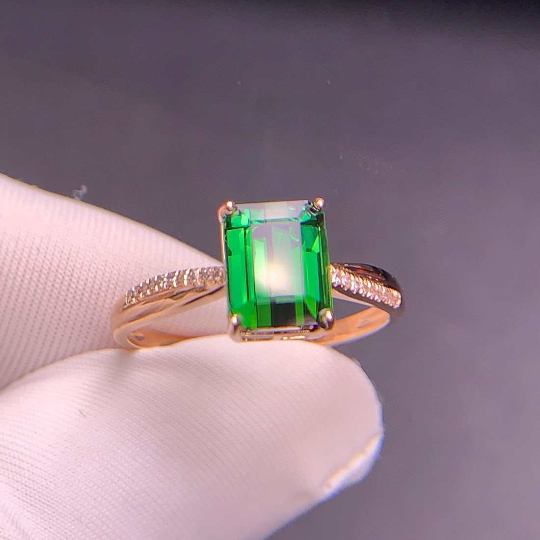 14k Gold 2.07 Ct Natural Tourmaline & Diamond Ring - 7