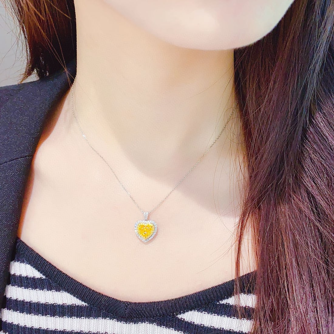 14k Gold 1.35 Ctw Natural Yellow Diamond & Diamond Necklace - 3