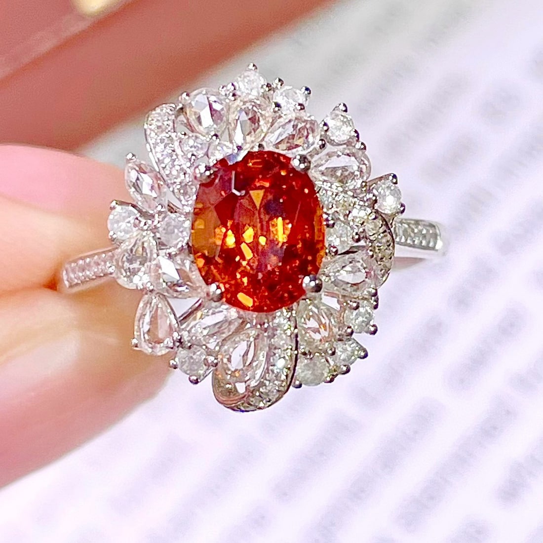 14k Gold 1.95 Ct Natural Spessartine & Diamond Ring - 2
