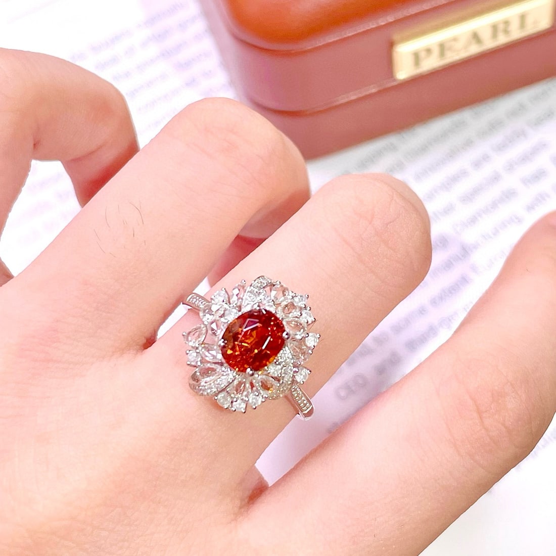 14k Gold 1.95 Ct Natural Spessartine & Diamond Ring - 6