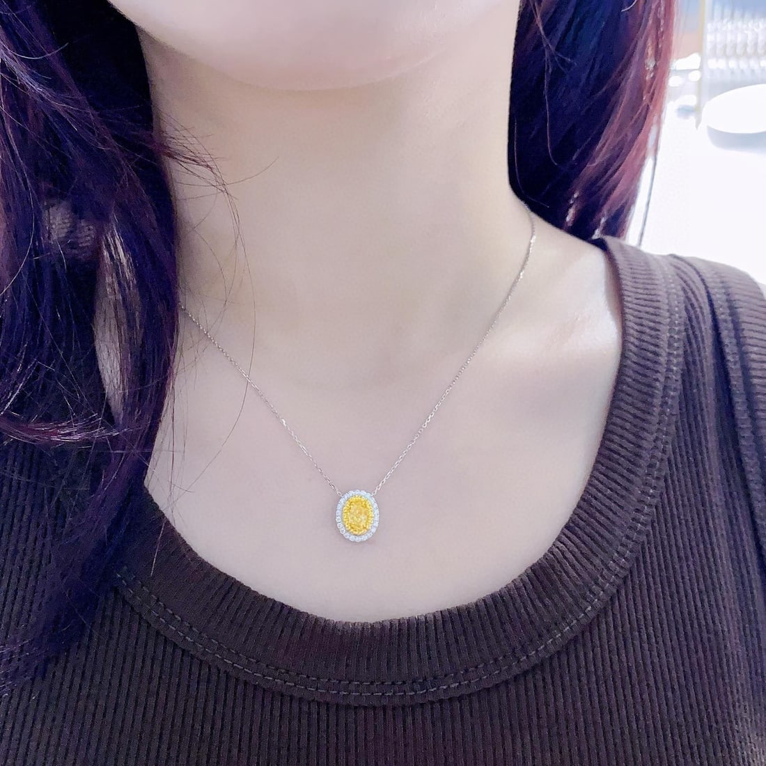 14k Gold 1.35 Ctw Natural Yellow Diamond & Diamond Necklace - 2