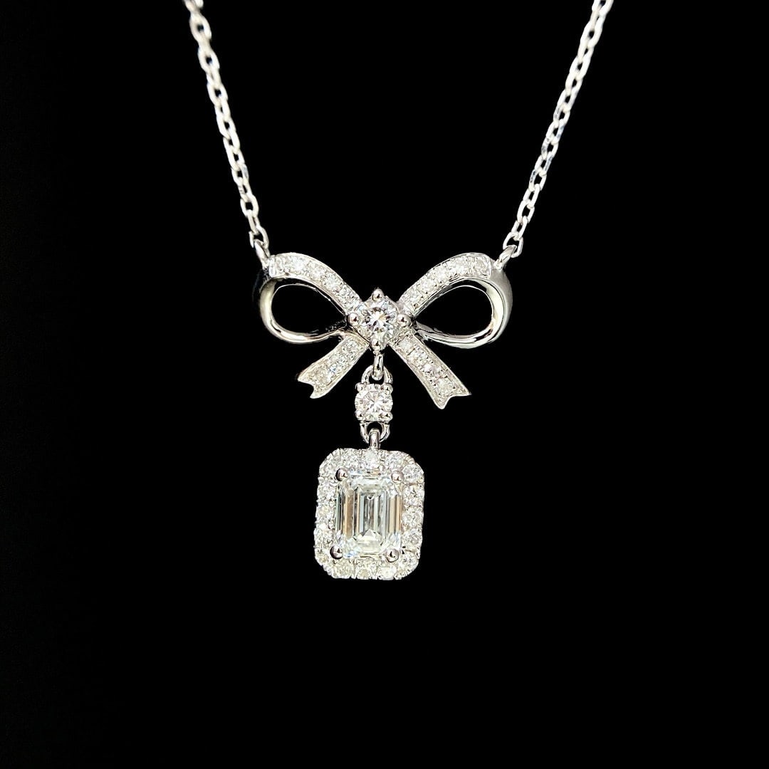 Gia Certified 14k Gold 0.3 Ct Natural E Si2 Octagonal Diamond Necklace - 4