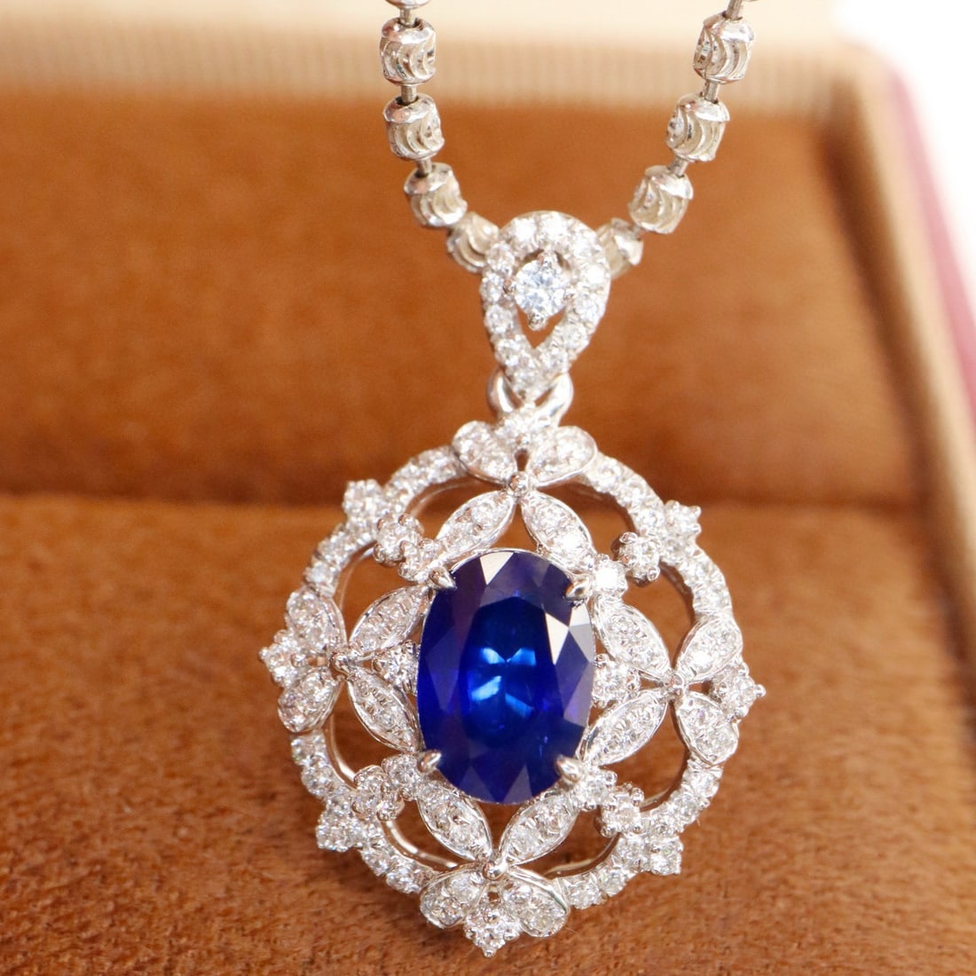 14k Gold 1.29 Ctw Natural Sapphire & Diamond Pendant( Without Chain ) - 2