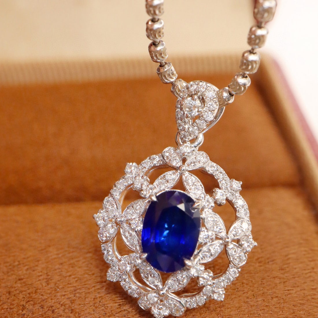 14k Gold 1.29 Ctw Natural Sapphire & Diamond Pendant( Without Chain ) - 3