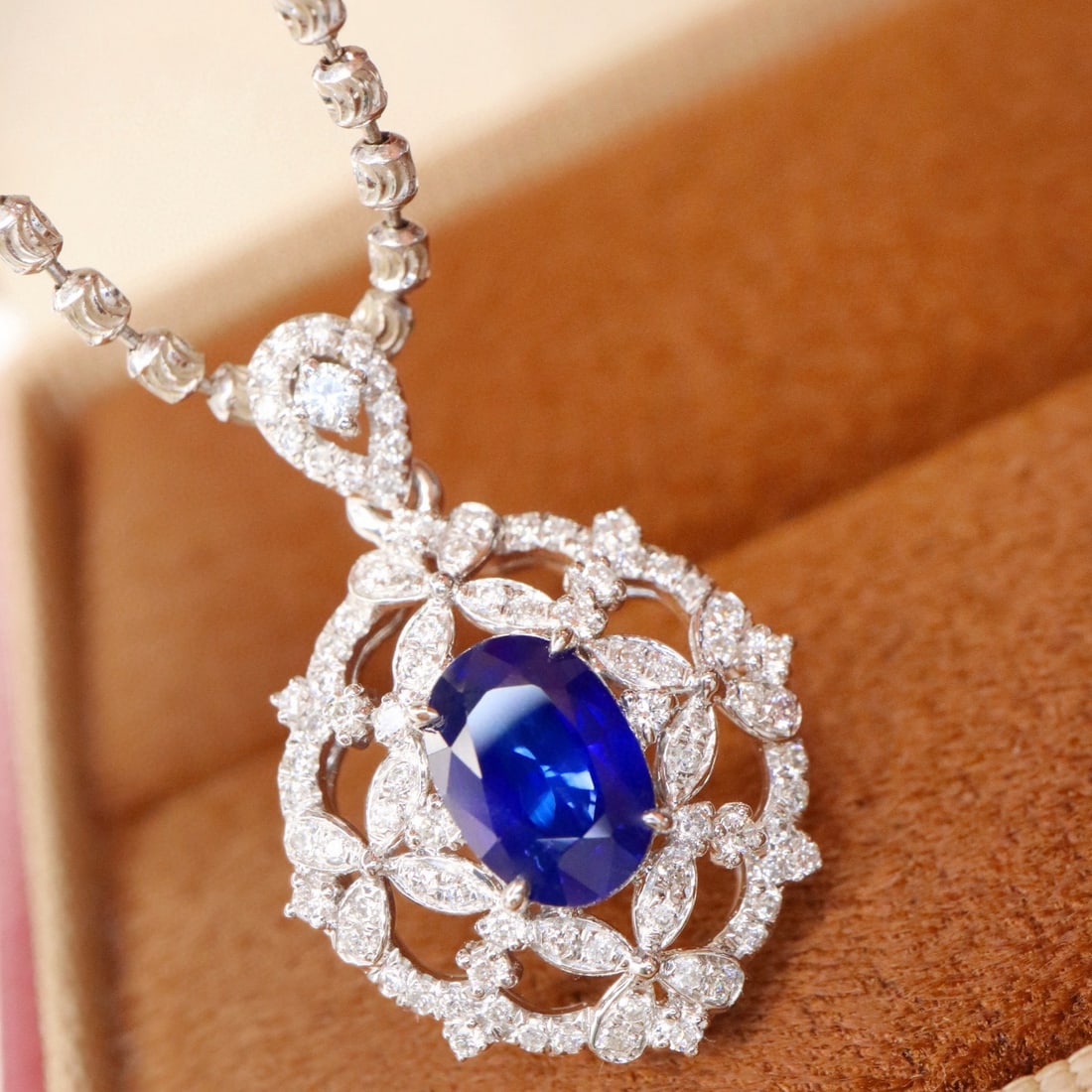 14k Gold 1.29 Ctw Natural Sapphire & Diamond Pendant( Without Chain ) - 4