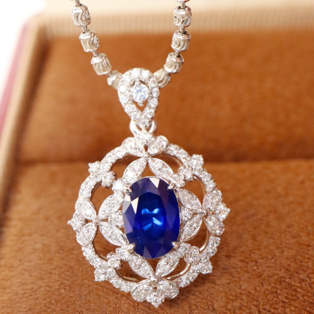 14k Gold 1.29 Ctw Natural Sapphire & Diamond Pendant( Without Chain ) - 6