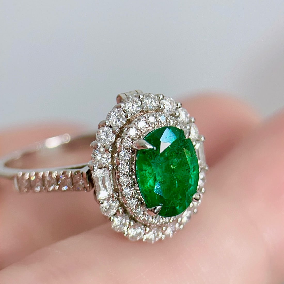 14k Gold 1.96 Ctw Vivid Green Natural Emerald & Diamond Ring/pendant( Without Chain ) - 2