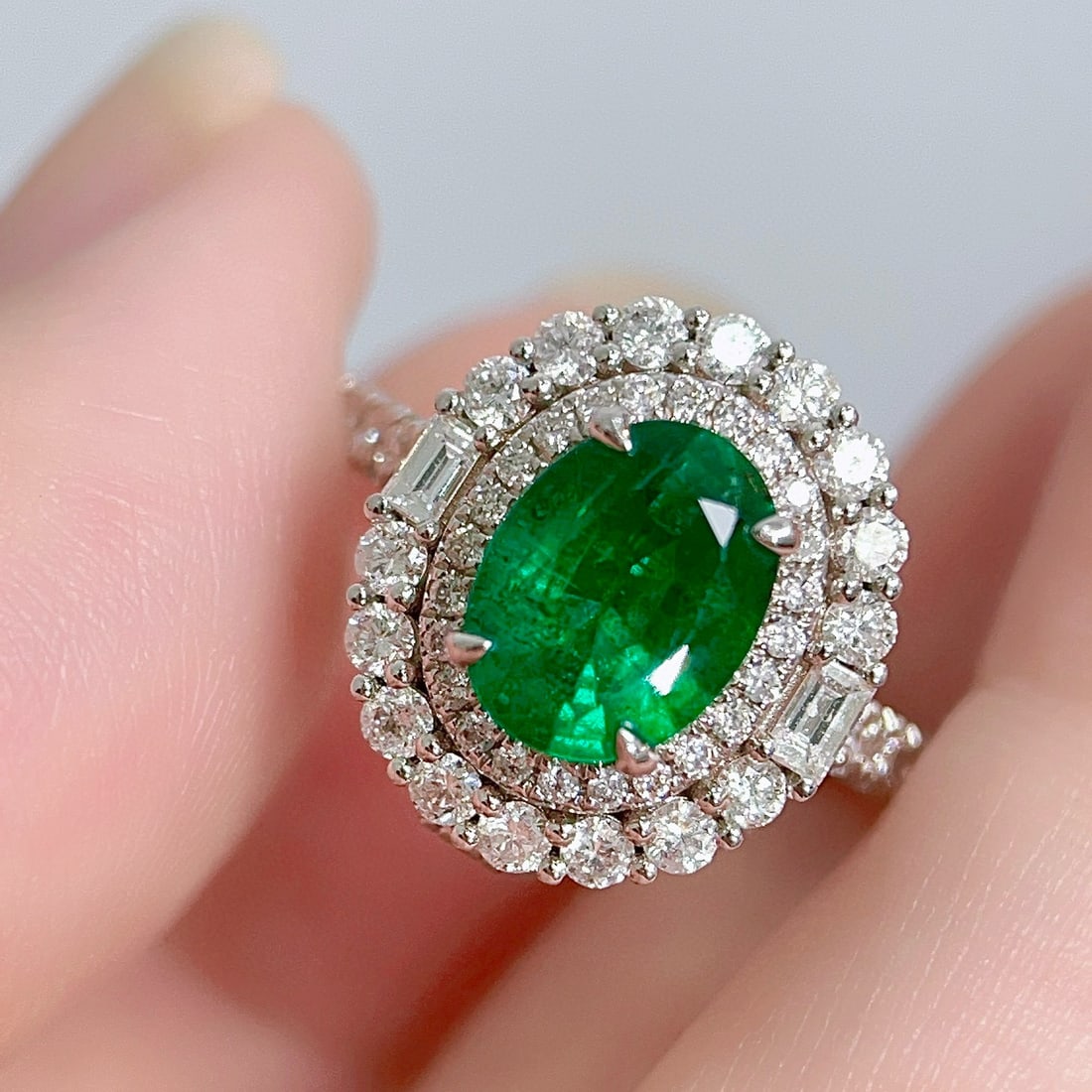 14k Gold 1.96 Ctw Vivid Green Natural Emerald & Diamond Ring/pendant( Without Chain ) - 6