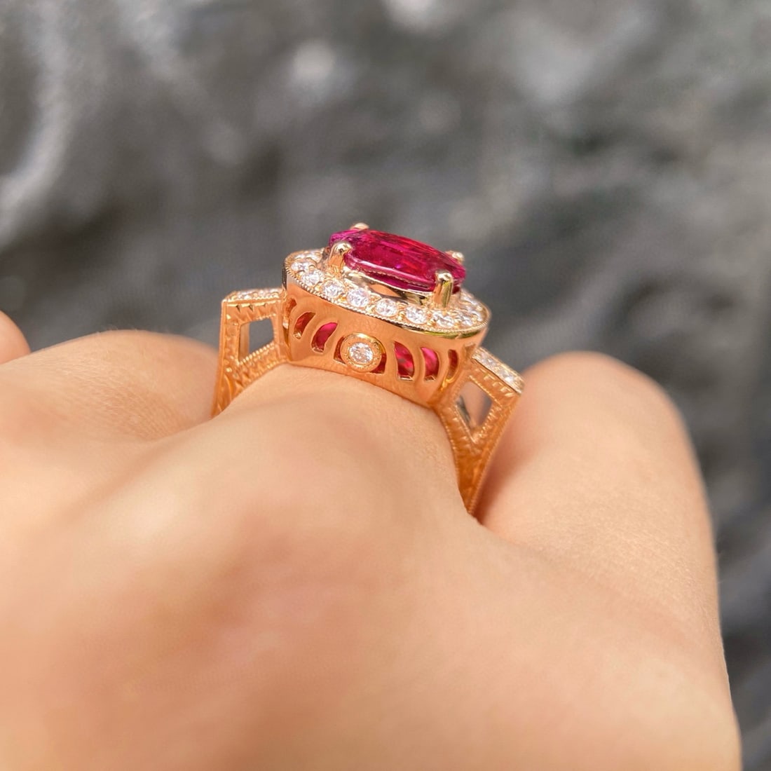 14k Gold 2.74 Ctw Natural Tourmaline & Diamond Ring - 2