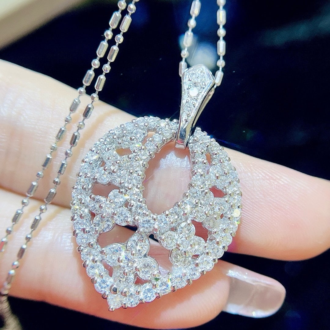 14k Gold 2.06 Ct Natural H Diamond Necklace - 4