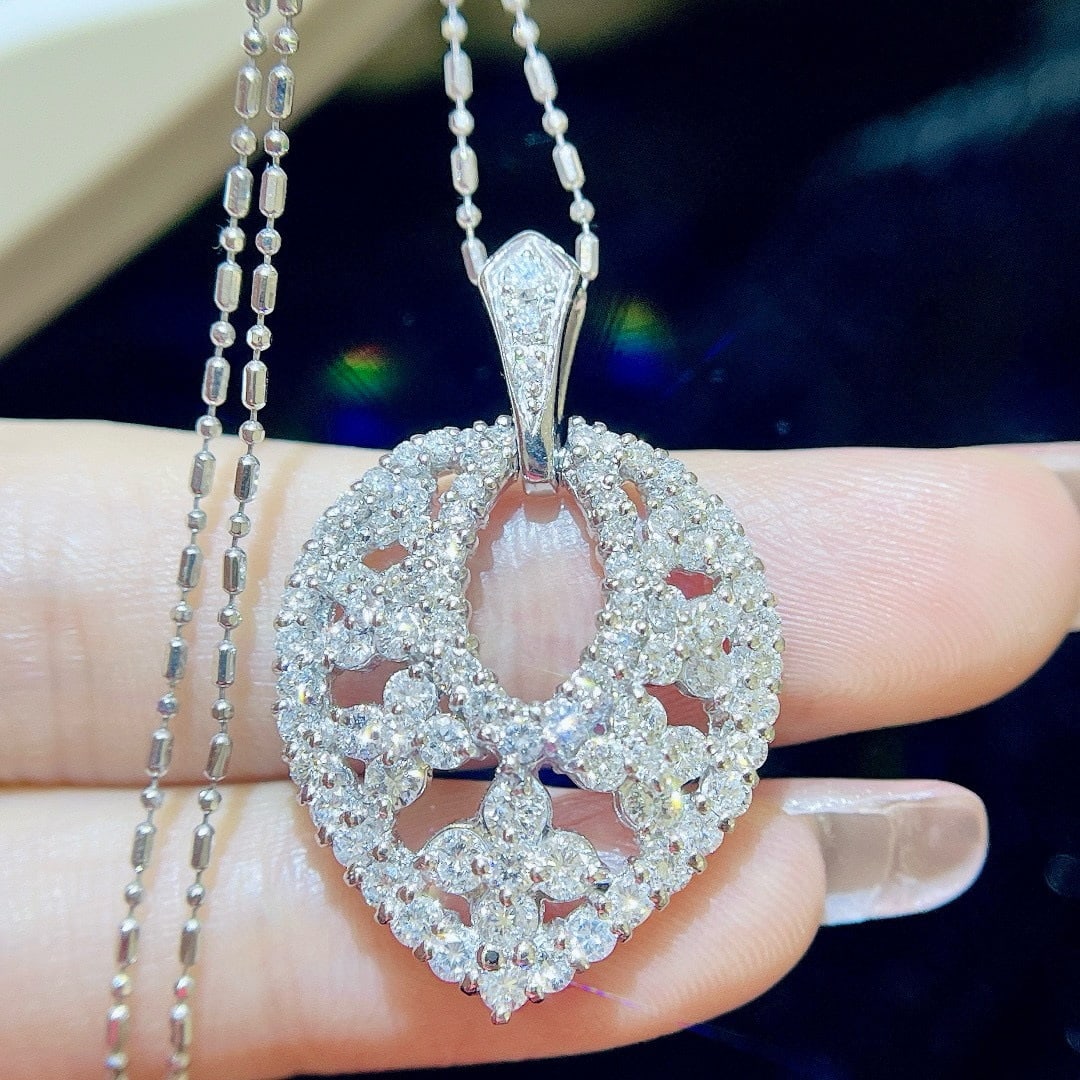 14k Gold 2.06 Ct Natural H Diamond Necklace - 5
