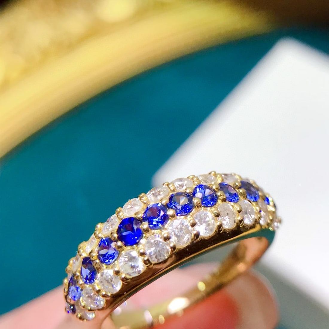 14k Gold 1.31 Ctw Natural Sapphire & Diamond Ring - 3