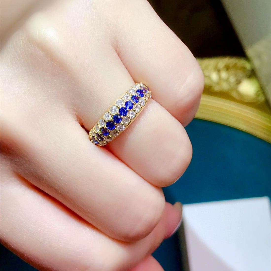 14k Gold 1.31 Ctw Natural Sapphire & Diamond Ring - 4
