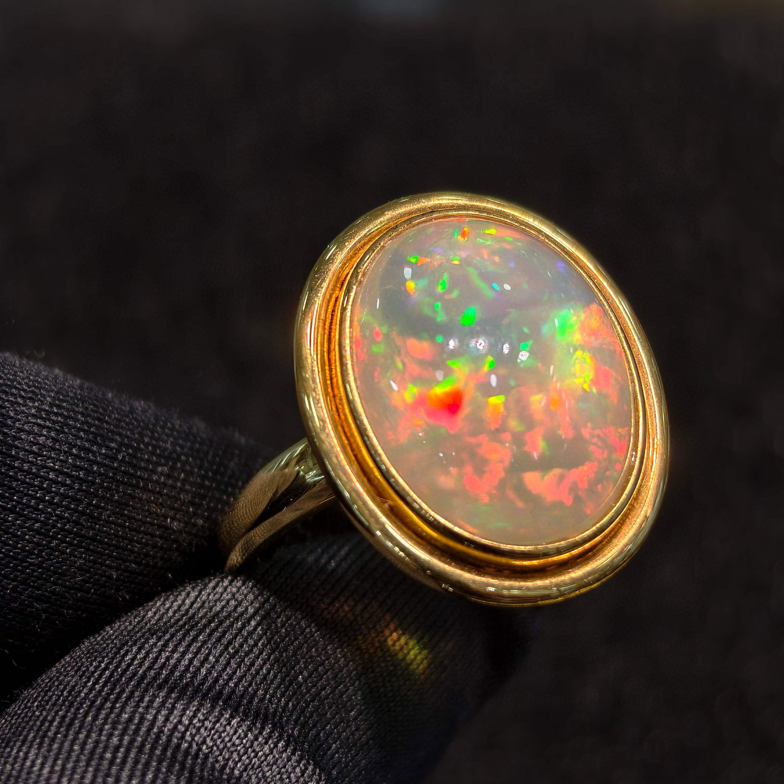 14k Gold 6.55 Ct Natural Opal Ring - 4