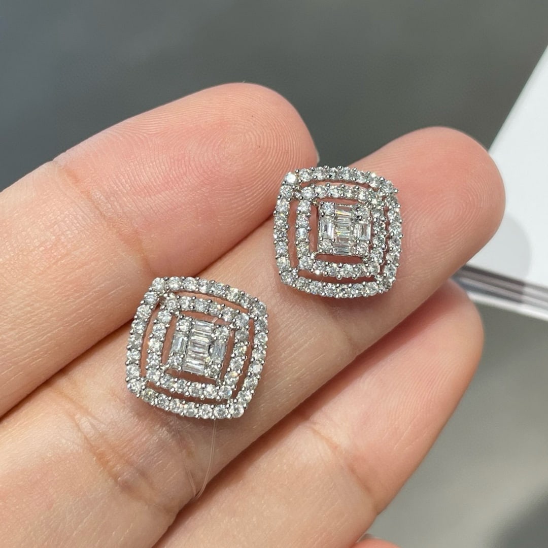 14k Gold 0.72 Ct Natural H Diamond Earrings - 2